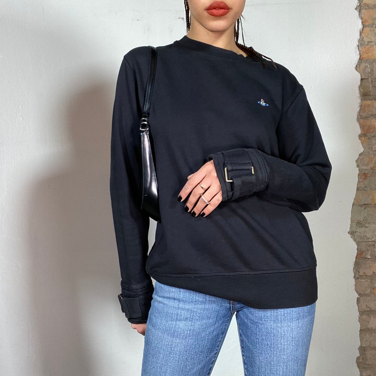Vintage 90's Archive Vivienne Westwood Black Sweater with Logo Embroidery (M)