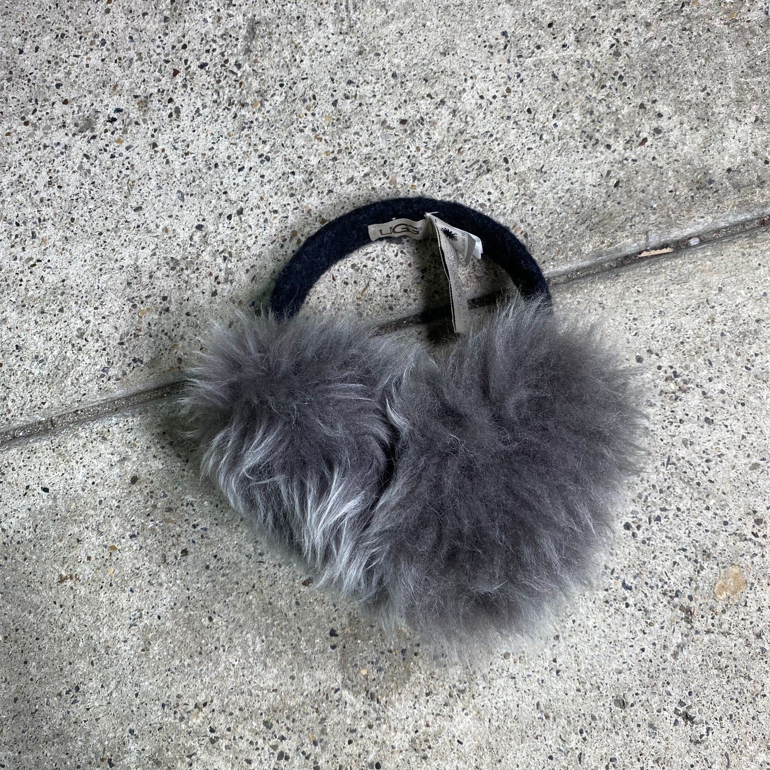 Vintage 90's Archive UGG Grey Faux Fur Ear Muffs Michelle Tamar