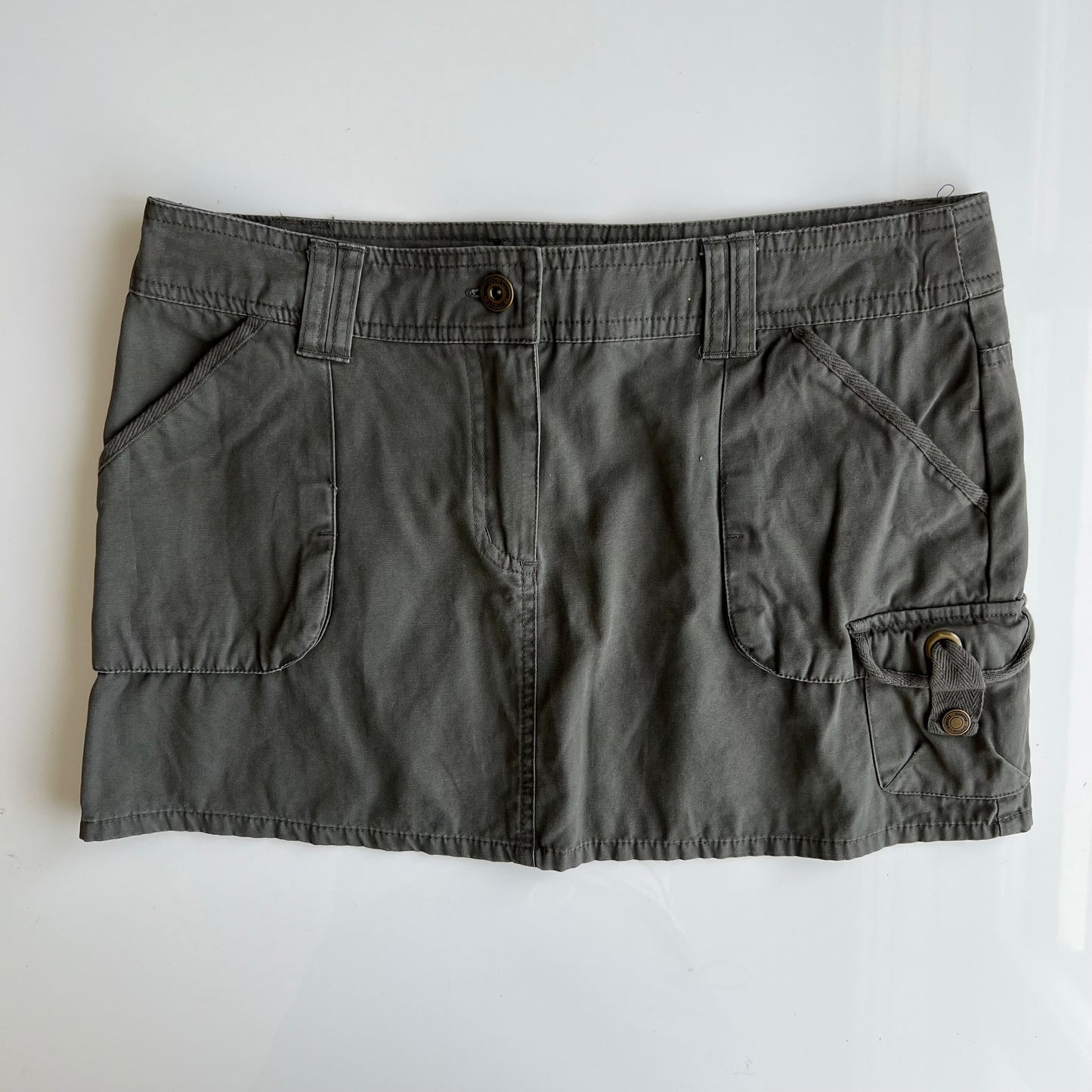 Vintage 90's Cargo Khaki Mini Skirt (36 EU / UK 8 / US 4)