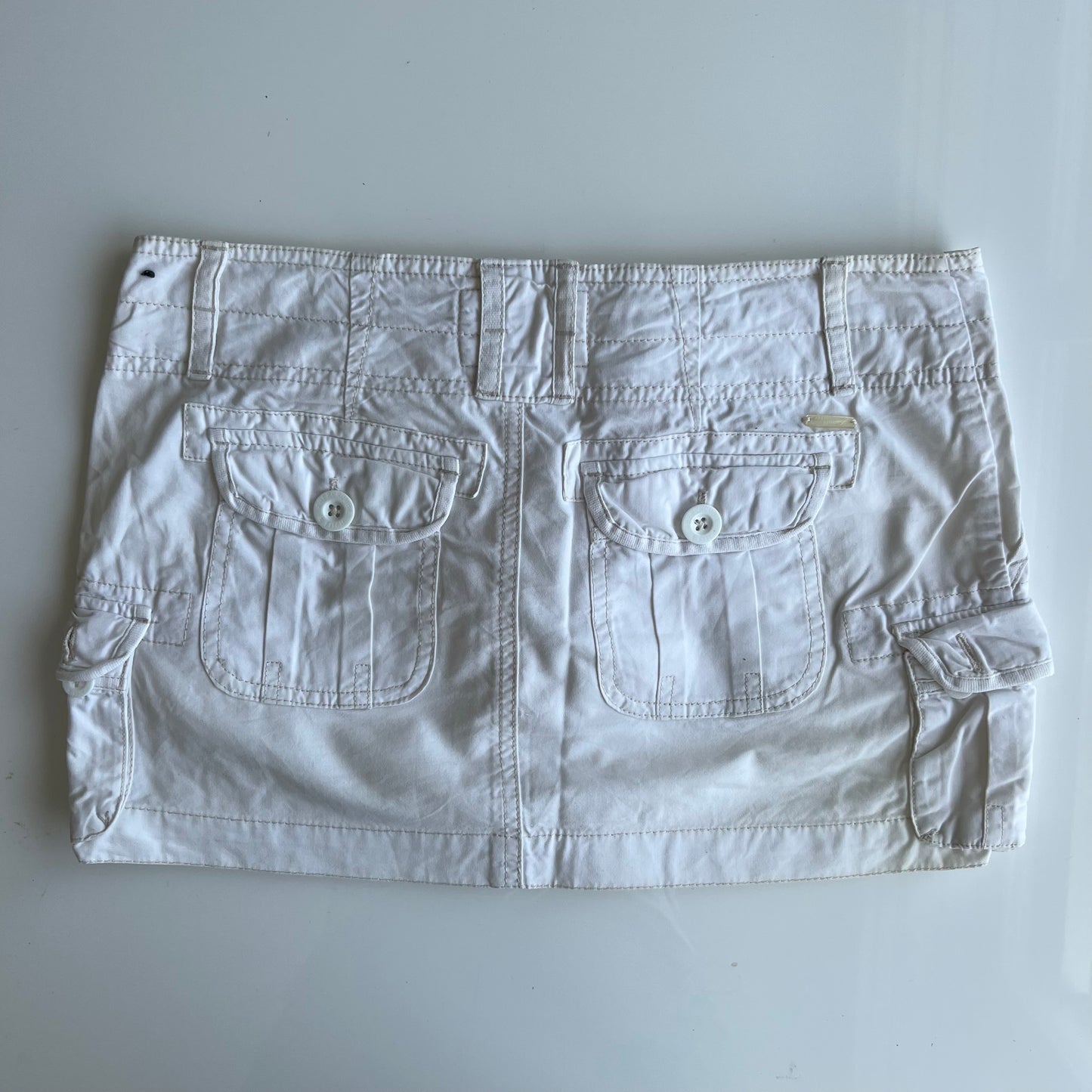 Vintage 90's Abercrombie Cargo White Low Waist Mini Skirt (34 EU / UK 6 / US 2)