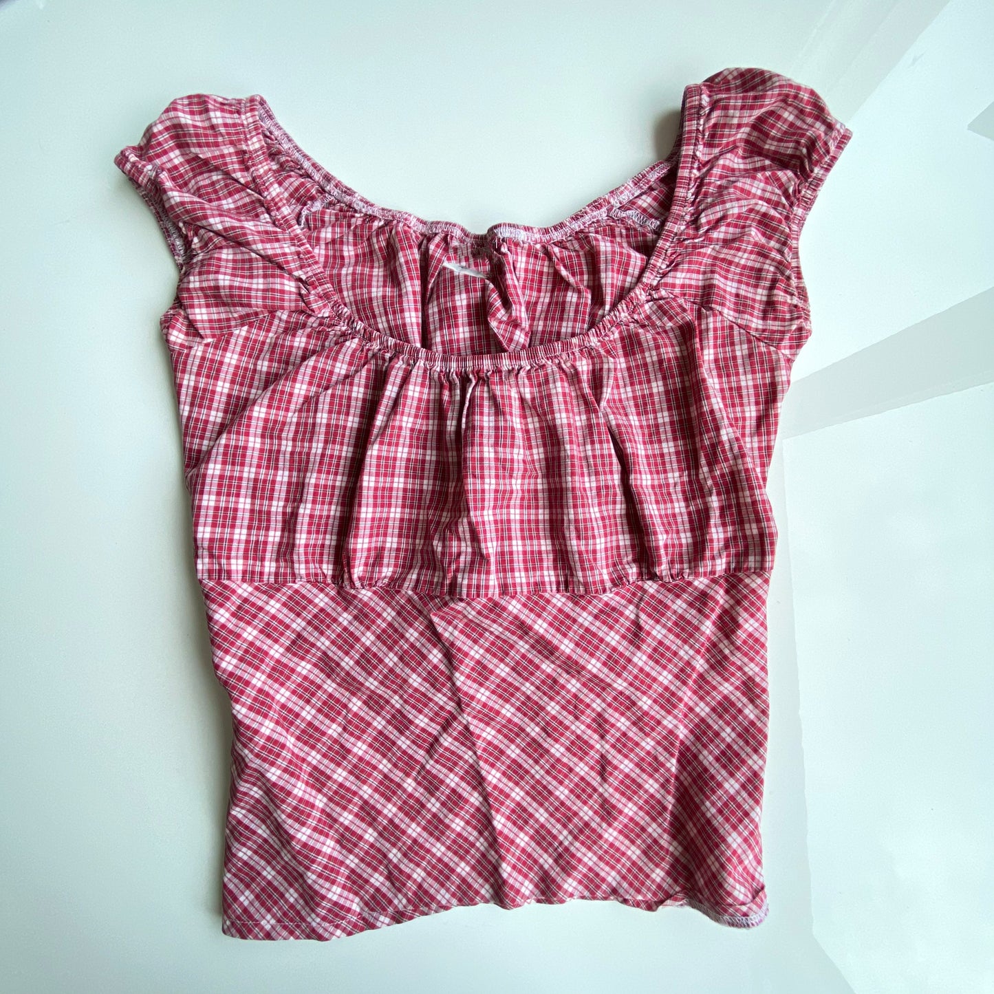 Vintage 90's Backless Milkmaid Top in Red Plaid (XS/S)