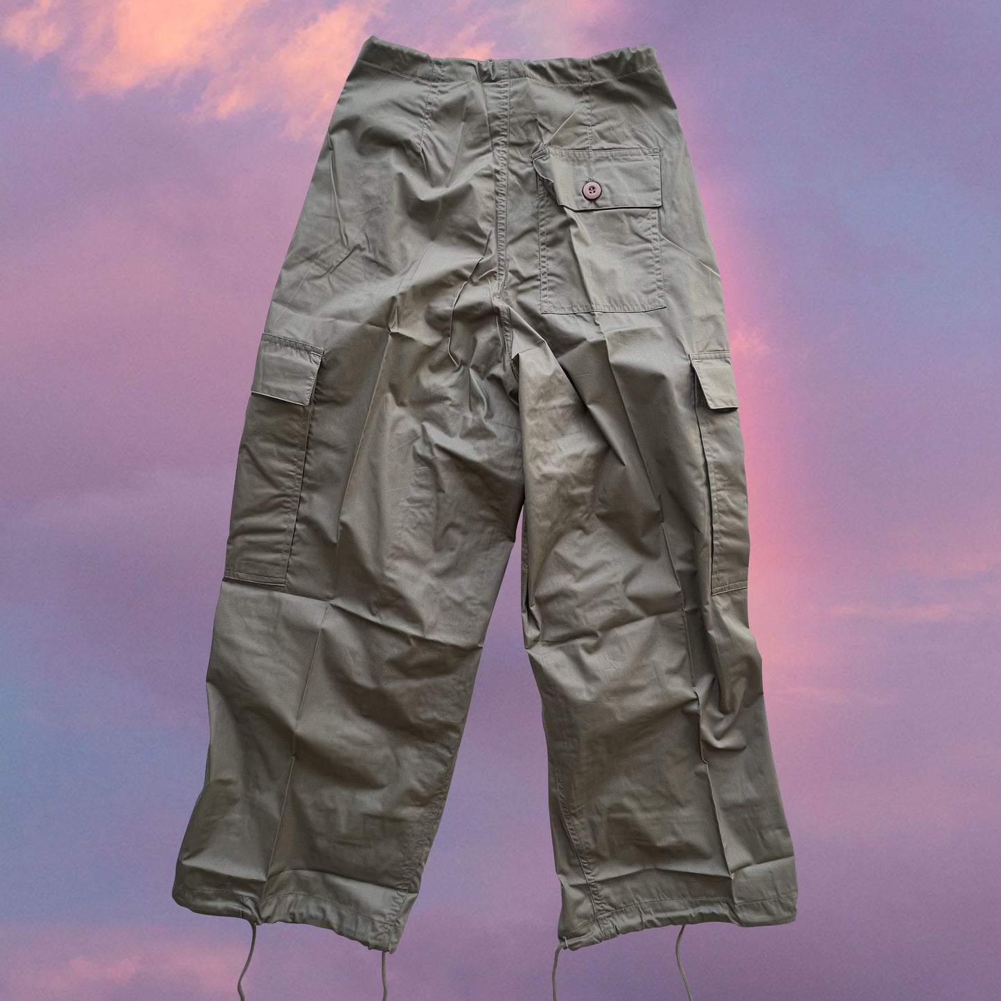 Vintage 90's Archive Khaki  Parachute Baggy Cargo Pants (XXS-XS-S)