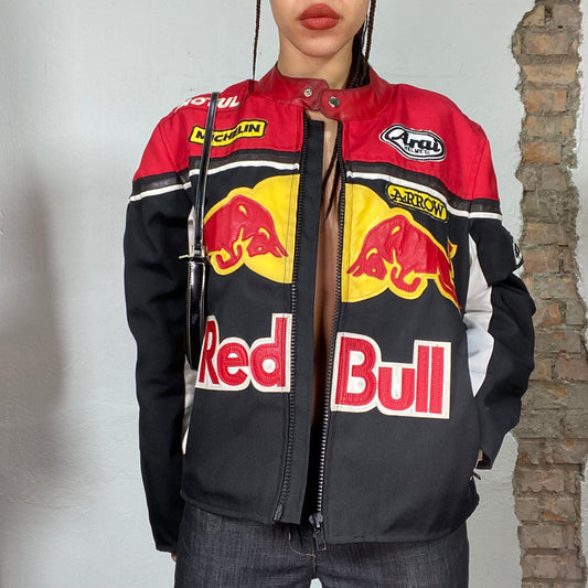 Vintage 2000's Red Bull Black and Red Racer Jacket (M/L)