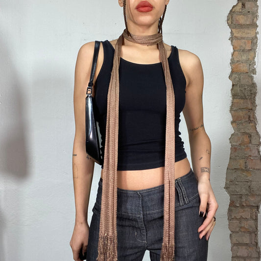 Vintage 2000's Downtown Girl Brown Shiny Skinny Scarf
