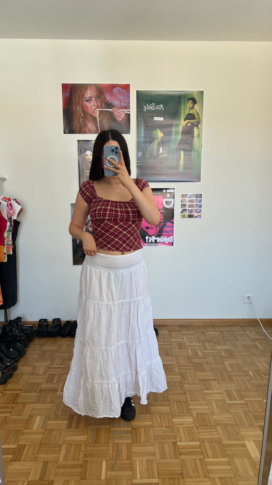 Vintage 90's Hippie Boho White Maxi Skirt (38 EU / UK 10 / US 6)