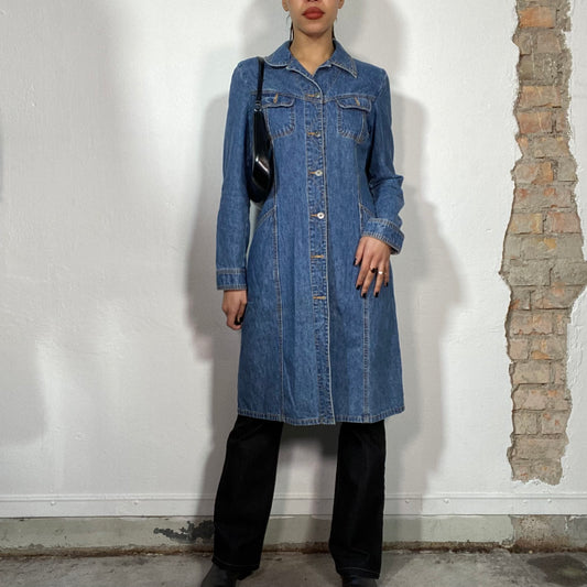 Vintage 90's Downtown Girl Maxi Denim Jacket (S/M)