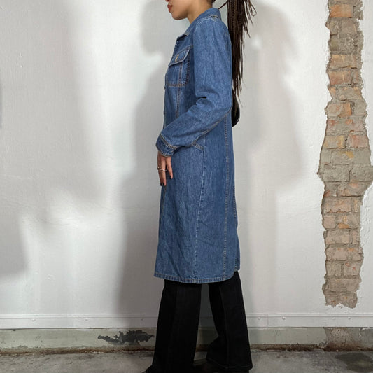 Vintage 90's Downtown Girl Maxi Denim Jacket (S/M)