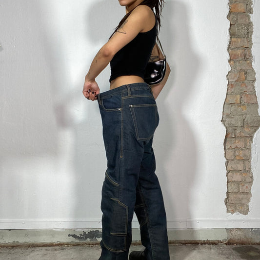 Vintage 90's Streetstyle Dark Wash Denim Jeans with Contrast Stitching (M/L)