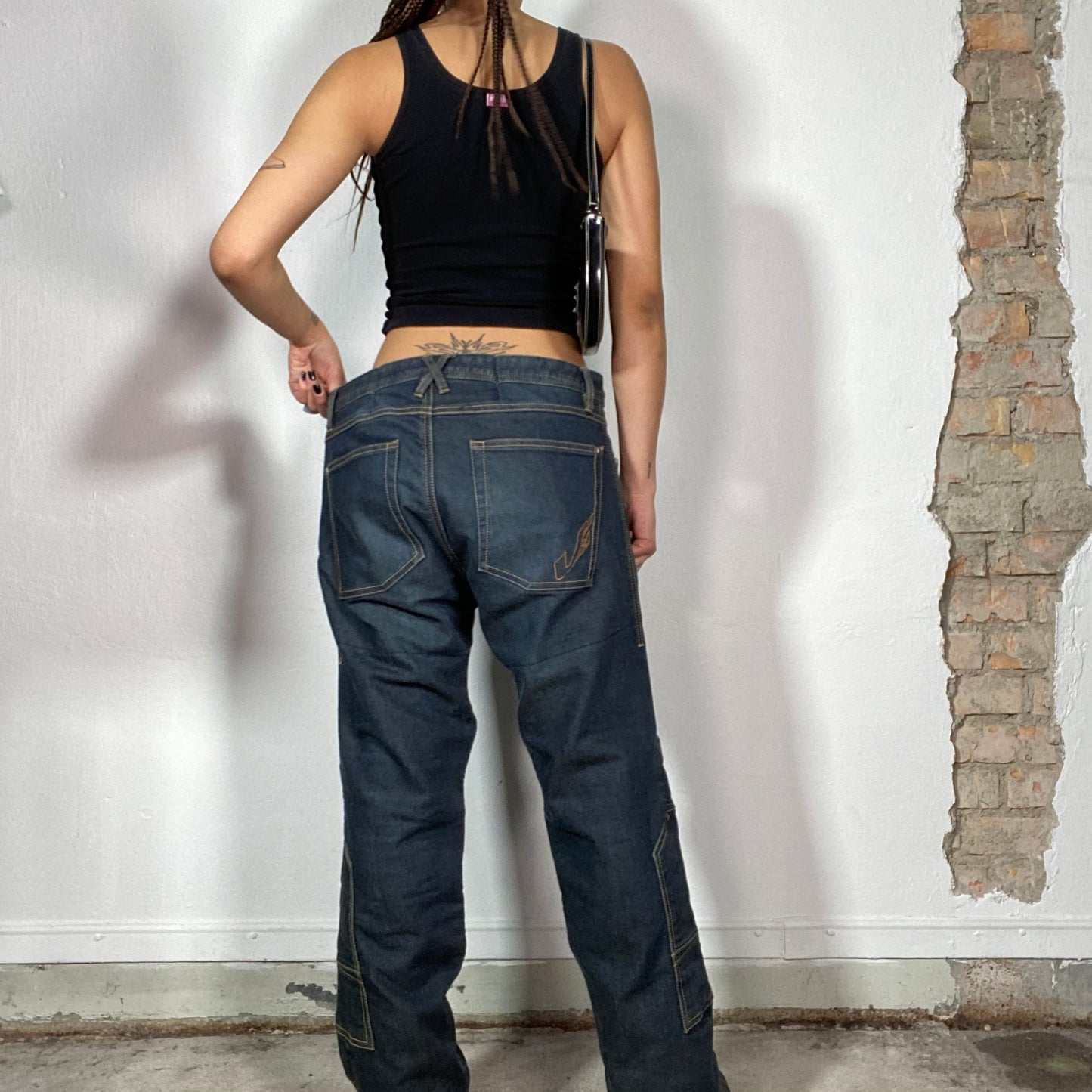 Vintage 90's Streetstyle Dark Wash Denim Jeans with Contrast Stitching (M/L)