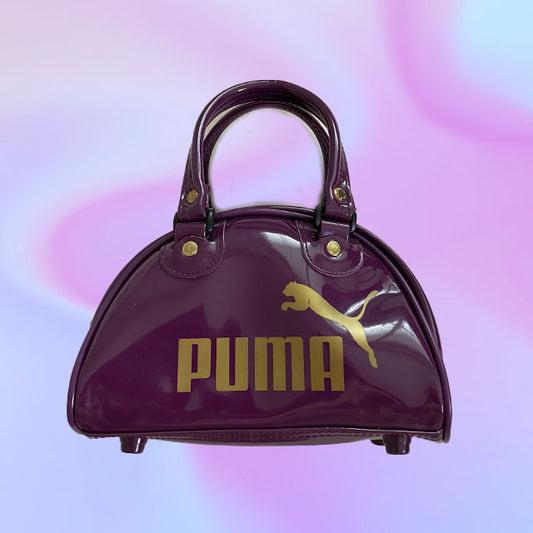Vintage Y2K Puma Logo Purple Sporty Patent Mini Bag