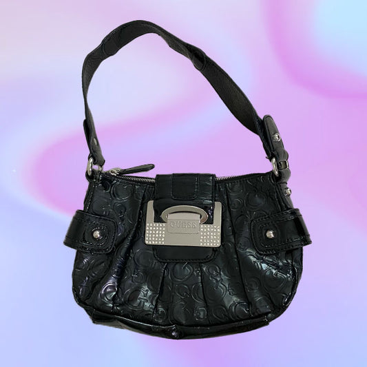 Vintage Y2K Guess Black Patent Shoulder Bag