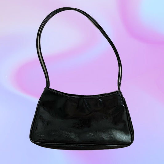 Vintage 90's Black Patent Shoulder Bag
