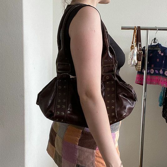 Vintage Y2K Dolce & Gabbana Brown Leather Shoulderbag