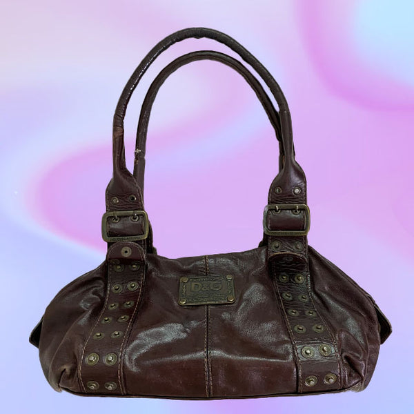 Vintage Y2K Dolce & Gabbana Brown Leather Shoulderbag