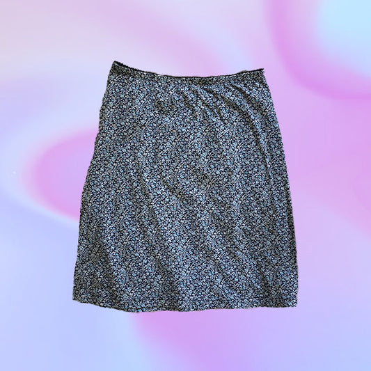 Vintage 90's Blue Floral Mesh Midi Skirt (L)