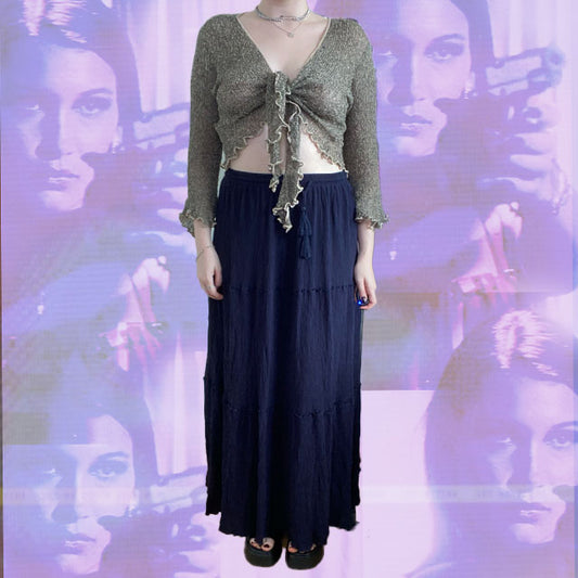 Vintage 90's Navy Fairy Long Skirt (40)