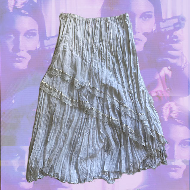 Vintage 90's White Fairy Maxi Skirt (38)