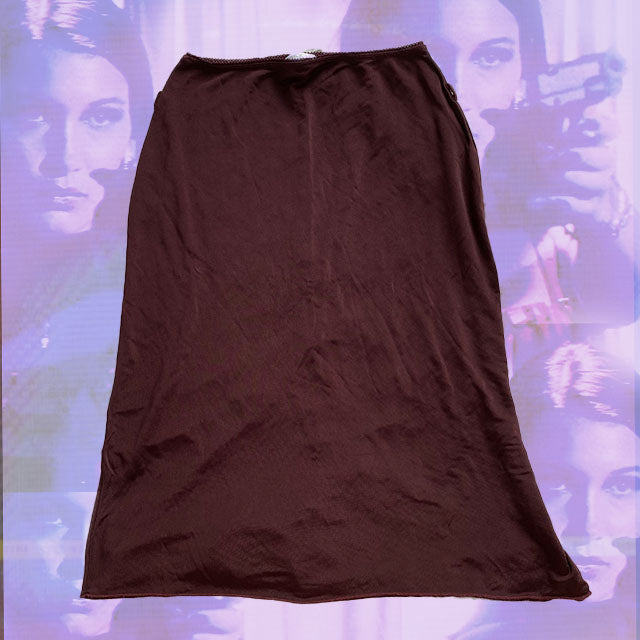 Vintage 90's Kookai Burgundy Midi Skirt (XS)