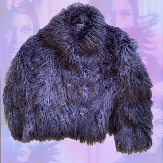 Vintage 90s Purple Vegan Furry Coat (M)