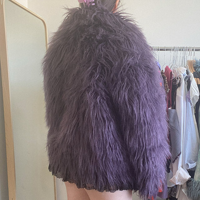 Vintage 90s Purple Vegan Furry Coat (M)