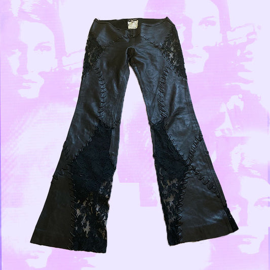 Vintage 90's Leather and Lace Pants (36)