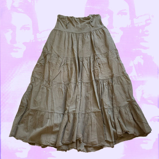 Vintage 90's Taupe Fairycore Maxi Skirt (S/M)