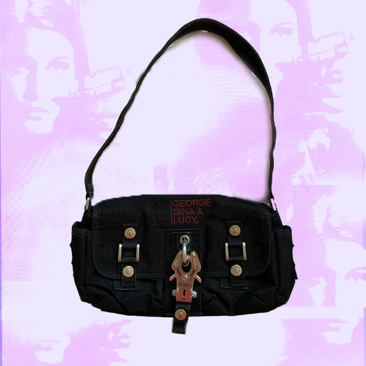 Vintage Y2K George Gina Lucy Black Utility Style Nylon Bag