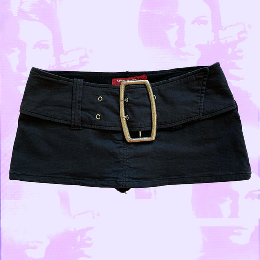 Vintage Y2K Miss Sixty Low Waist Black Denim Micro Mini Skirt (S)