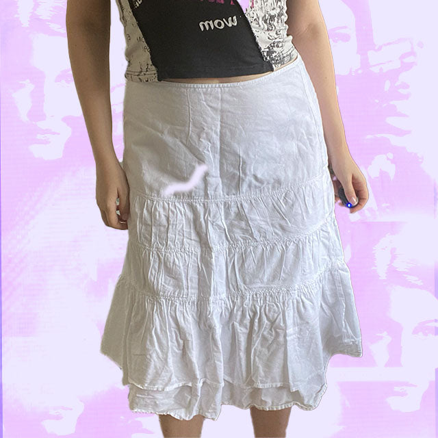 Vintage 90's White Fairy Midi Skirt (38)