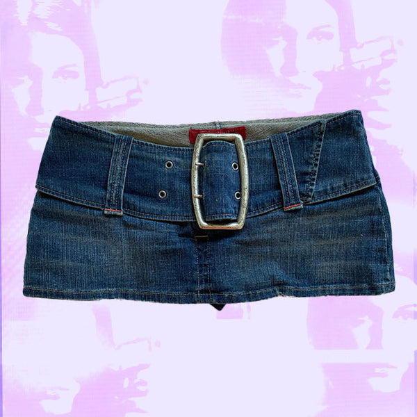 Vintage Y2K Miss Sixty Low Waist Blue Denim Micro Mini Skirt S