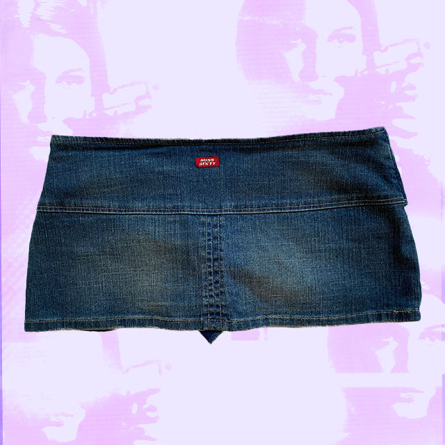 Vintage Y2K Miss Sixty Low Waist Blue Denim Micro Mini Skirt (S)