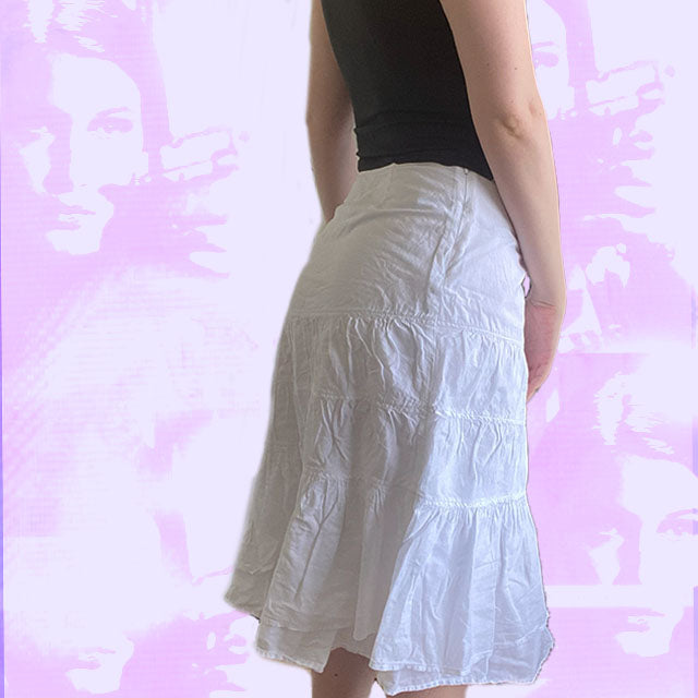 Vintage 90's White Fairy Midi Skirt (38)