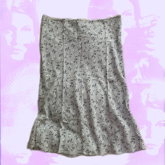 Vintage 90's New Look Silver Ditsy Floral Skirt (38)