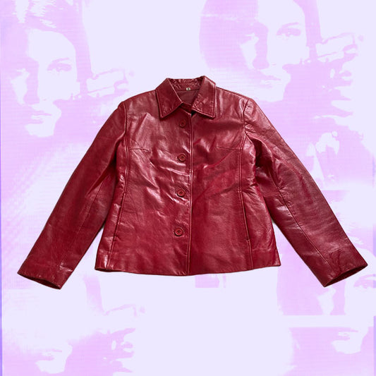 Vintage 90s Red Leather Jacket (38)