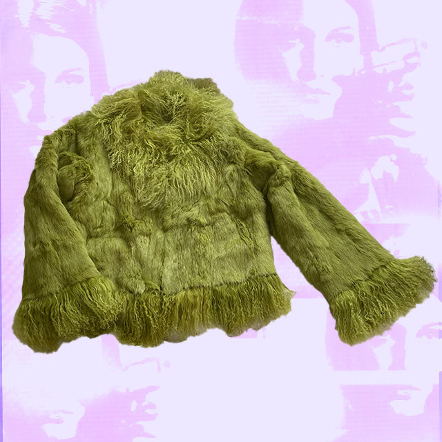 Vintage 90's Green Afghan Fur Coat (S/M)