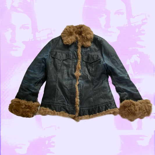 Vintage 90s Denim Afghan Jacket (S/M)