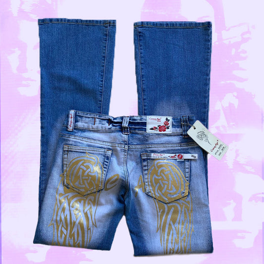 Vintage Y2K Crazy Age Low Waist Bootcut Jeans (38)