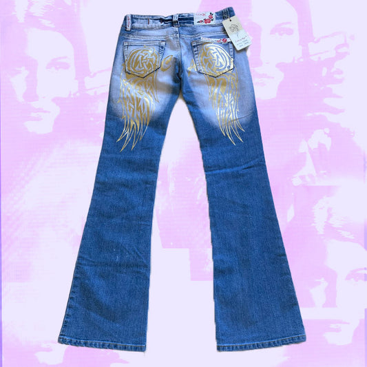 Vintage Y2K Crazy Age Low Waist Bootcut Jeans (38)