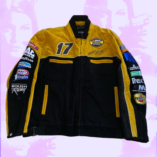 Vintage 90s Nascar Suede Racer Jacket (One Size Oversize Fit)