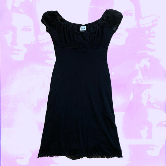 Vintage 90's Fairy Grunge Black Mesh Dress (40/UK 14)