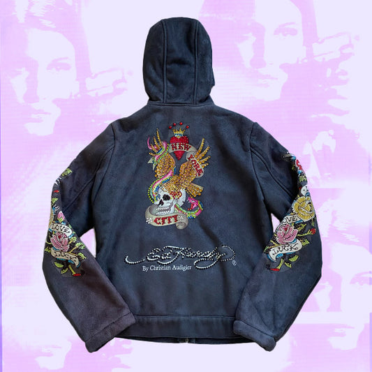 Vintage Y2K Ed Hardy Zip Up Hoodie (S)