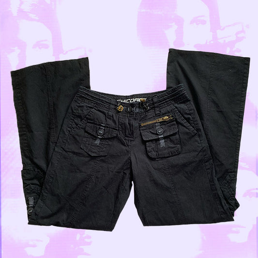 Vintage Y2K Low Waist Black Cargos (34)