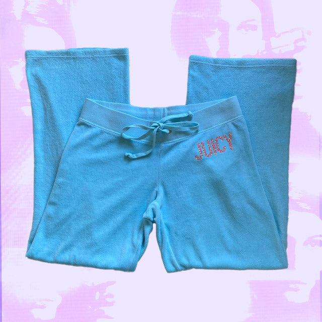 Vintage Y2K Juicy Couture Baby Blue Velour Trackpants (S)