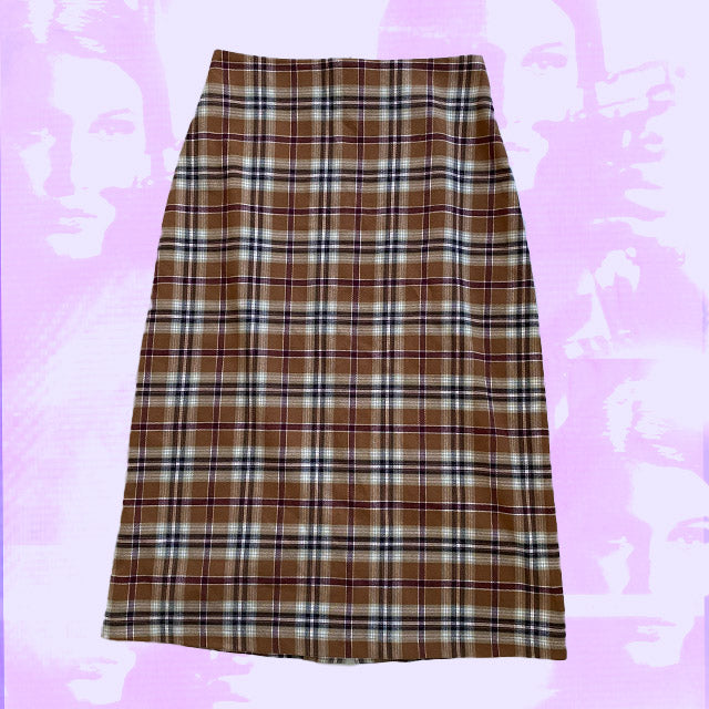 Vintage 90's Plaid Midi Skirt (XS)