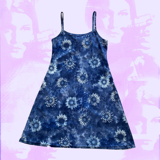 Vintage 90's Blue Sunflower Cami Dress (XS/S)