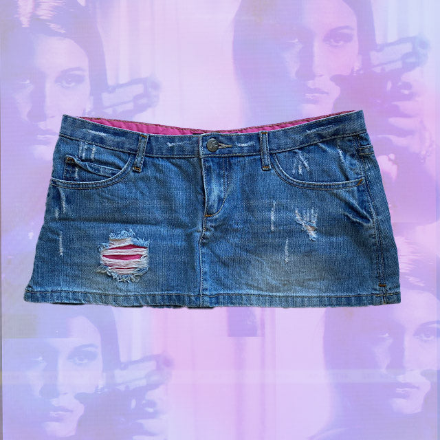 Vintage Y2K Low Waist Denim Miniskirt (36)