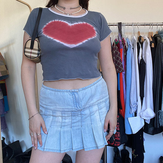 Vintage 90's Light Denim Pleated Miniskirt (38 EU)