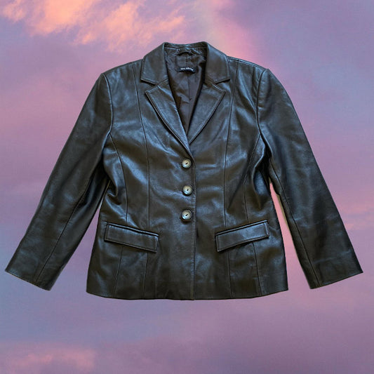 Vintage 90s Black Leather Blazer (40 EU)