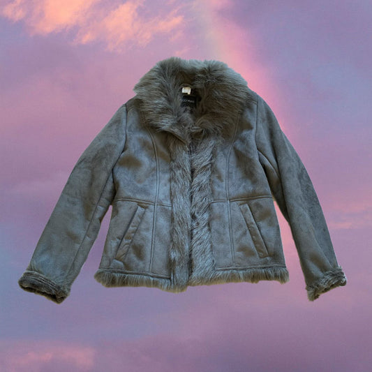 Vintage 90s Grey Vegan Afghan Jacket (M)