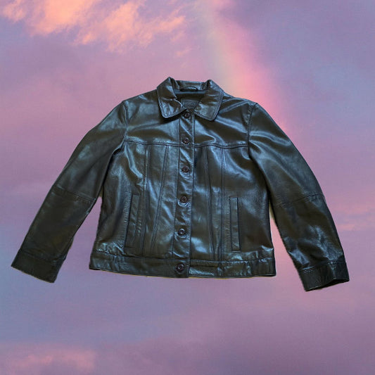 Vintage 90s Black Leather Jacket (36 EU/UK 10)